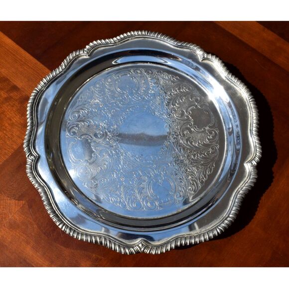 W&S Blackinton Kings Court Silverplate Tray 12.75" Round Pattern 689 - Picture 1 of 6